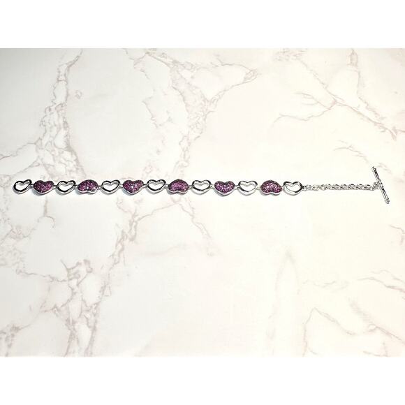 Jared's Silver Multi Paved Ruby Heart Bracelet - Picture 3 of 11